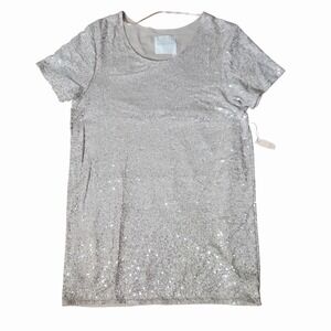 Victoria's Secret Supermodel Essentials Sequin Beige T-Shirt Dress Shift L